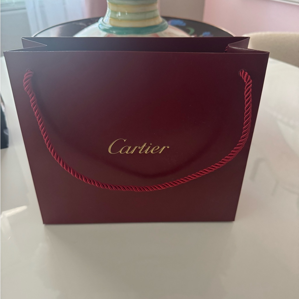 Cartier Burgundy Gift Bag With Gold Logo